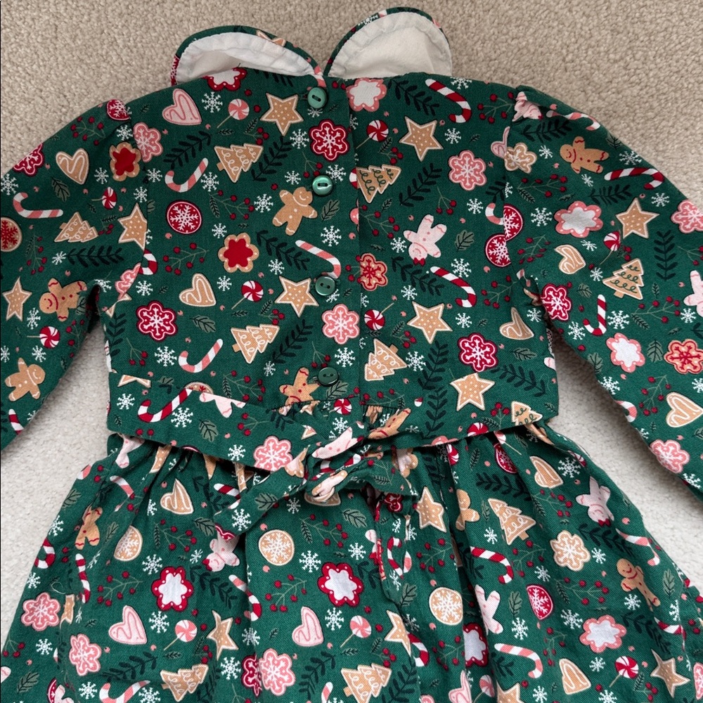 Bonnie Jean Christmas Smocked Dress with White Collar - Picture 5 of 5